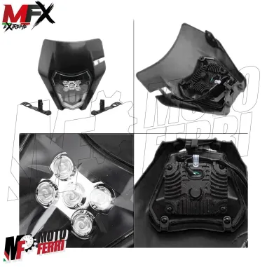 MF5358 Mascherina Faro Led Nero V-Face Universale Cross Enduro KTM GasGas Honda