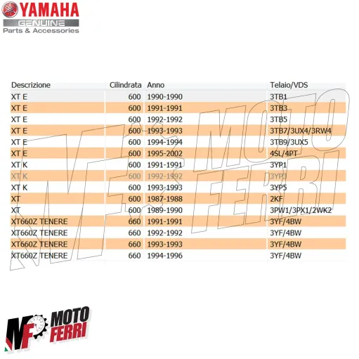MF5418 Parafango Posteriore Originale Yamaha XT 660 Z Tenerè 3YF - 4BW 1991/1996