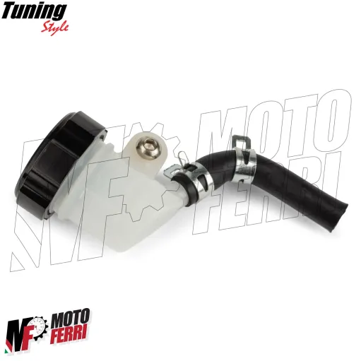 MF5445 - Serbatoio Vaschetta Liquido Olio Freno Tappo CNC Nero Universale Moto