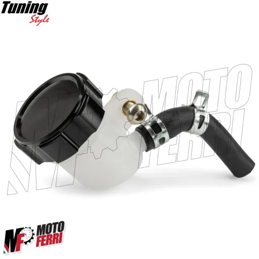 MF5445 - Serbatoio Vaschetta Liquido Olio Freno Tappo CNC Nero Universale Moto