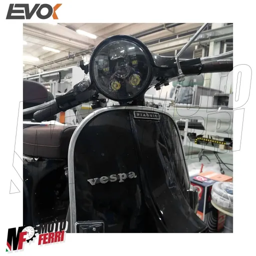 MF4840 Fanale Faro Anteriore Led Vespa PX 125 150 200 Evok 6/12V 7000 Lumen