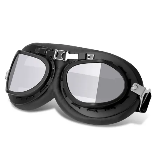 MF4567 Occhiali Retrò Vintage Neri Lenti Specchiate da Casco Moto Scooter Vespa