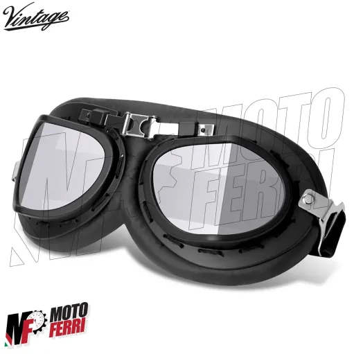 MF4567 Occhiali Retrò Vintage Neri Lenti Specchiate da Casco Moto Scooter Vespa