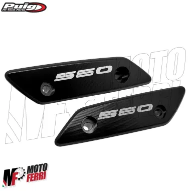 MF5564 Tappi Coperchi Specchietti Puig CNC Nero per Yamaha TMax 560 2022 / 2024