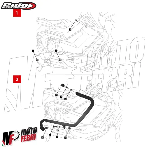 MF5565 Barre Protezione Para Motore Telaio PUIG Honda X-ADV 750 dal 2021 al 2025