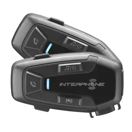 Kit 2 Interfono Cellularline UCom 6R Casco Moto Scooter Bluetooth 5.1 GPS