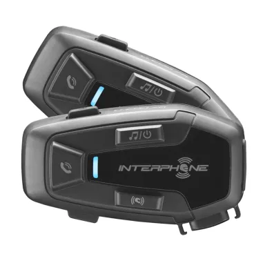 Kit 2 Interfono Cellularline UCom 6R Casco Moto Scooter Bluetooth 5.1 GPS
