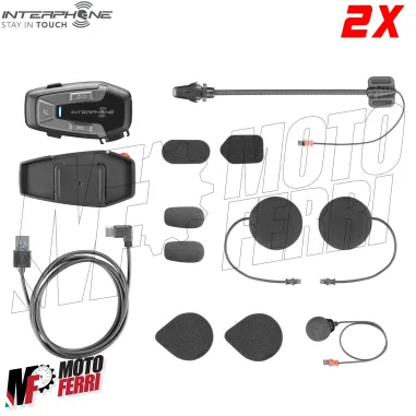 Kit 2 Interfono Cellularline UCom 6R Casco Moto Scooter Bluetooth 5.1 GPS