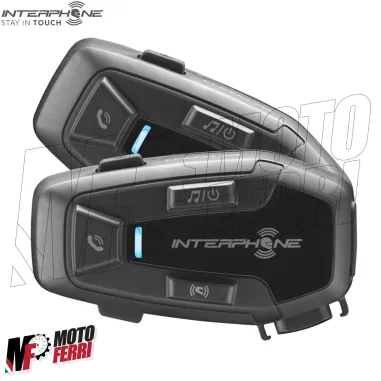 Kit 2 Interfono Cellularline UCom 6R Casco Moto Scooter Bluetooth 5.1 GPS