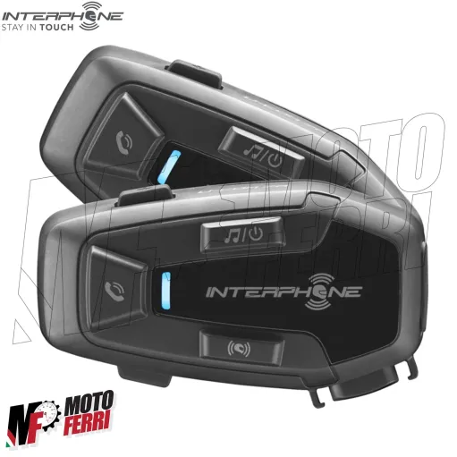 Kit 2 Interfono Cellularline UCom 6R Casco Moto Scooter Bluetooth 5.1 GPS