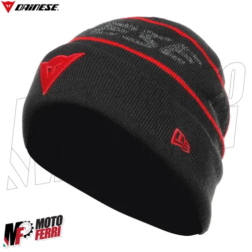 MF596X - Cappello di Lana Dainese Cuff Beanie B04 Nero/Rosso by New Era