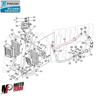 MF5999 Tubo Radiatore Posteriore Destro Piaggio Vespa GTS 125 250 300 2005/2018