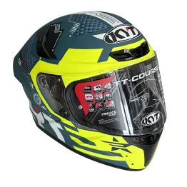 MF6016 Casco Integrale KYT TT Course Fuselage Matt Yellow Verde / Giallo