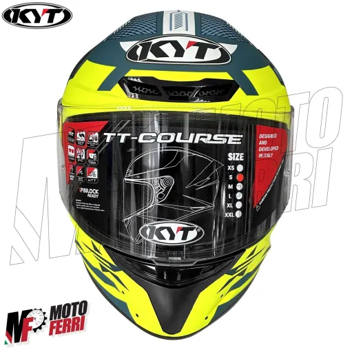 MF6016 Casco Integrale KYT TT Course Fuselage Matt Yellow Verde / Giallo