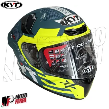 MF6016 Casco Integrale KYT TT Course Fuselage Matt Yellow Verde / Giallo