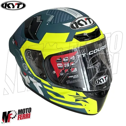 MF6016 Casco Integrale KYT TT Course Fuselage Matt Yellow Verde / Giallo