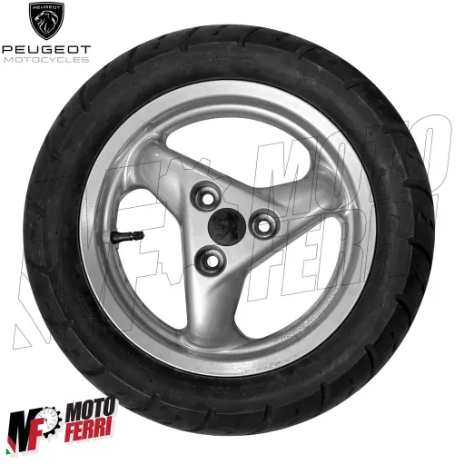 MF6037 - Cerchio Posteriore Argento + Gomma Originale Peugeot Speedfight 100