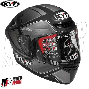 MF6044 Casco Integrale KYT TT Course Tourist Matt Cool Grey Grigio / Nero Opaco