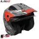 MF6067 Casco con Maschera LS2 Drifter Devor OF606 Grigio Rosso Nero Opaco