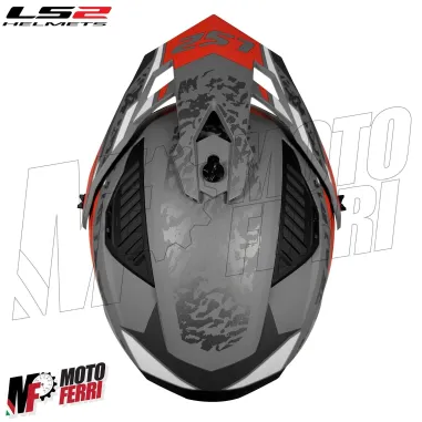 MF6067 Casco con Maschera LS2 Drifter Devor OF606 Grigio Rosso Nero Opaco