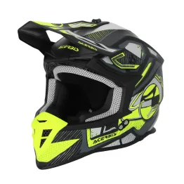 MF6071 Casco Acerbis Linear Moto Cross Enduro Motard Nero / Giallo Fluo Opaco