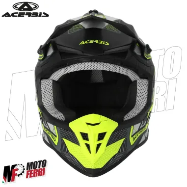 MF6071 Casco Acerbis Linear Moto Cross Enduro Motard Nero / Giallo Fluo Opaco