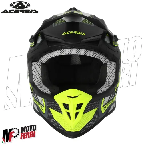 MF6071 Casco Acerbis Linear Moto Cross Enduro Motard Nero / Giallo Fluo Opaco