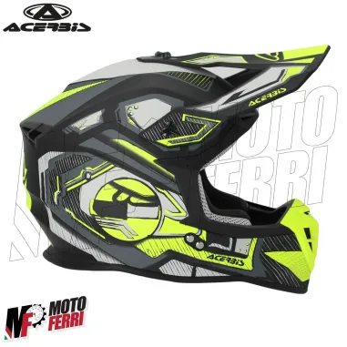 MF6071 Casco Acerbis Linear Moto Cross Enduro Motard Nero / Giallo Fluo Opaco
