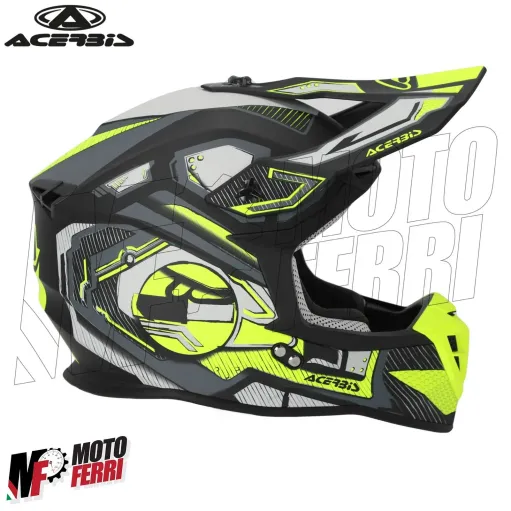 MF6071 Casco Acerbis Linear Moto Cross Enduro Motard Nero / Giallo Fluo Opaco
