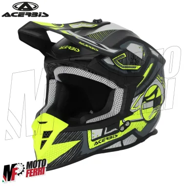 MF6071 Casco Acerbis Linear Moto Cross Enduro Motard Nero / Giallo Fluo Opaco