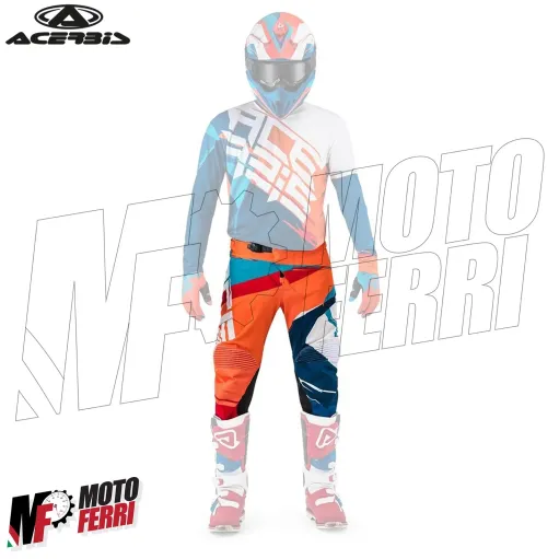 MF6114 - Pantaloni Moto Cross Enduro Acerbis Stormchaser MX Arancio Fluo / Blu