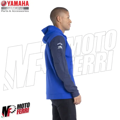 MF6121 Felpa con Zip e Cappuccio Paddock Blu da Uomo Originale Yamaha Racing