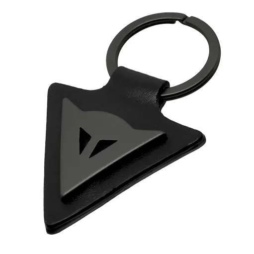 MF6132 - Portachiavi Dainese Keyring Originale in Pelle Nera e Acciaio