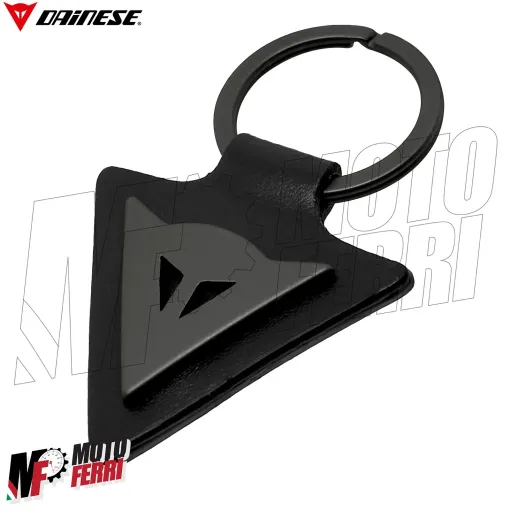 MF6132 - Portachiavi Dainese Keyring Originale in Pelle Nera e Acciaio