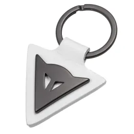 MF613X Portachiavi Dainese Keyring Originale in Pelle Bianca e Acciaio