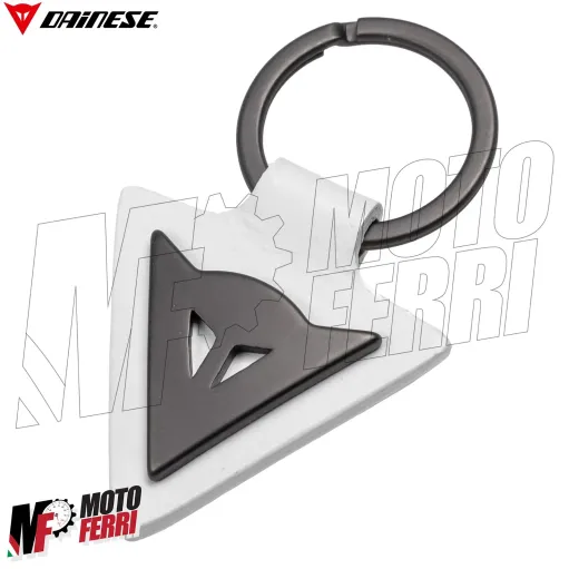 MF613X Portachiavi Dainese Keyring Originale in Pelle Bianca e Acciaio
