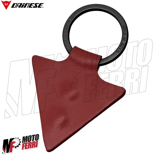 MF6135 - Portachiavi Dainese Keyring Originale in Pelle Rossa e Acciaio