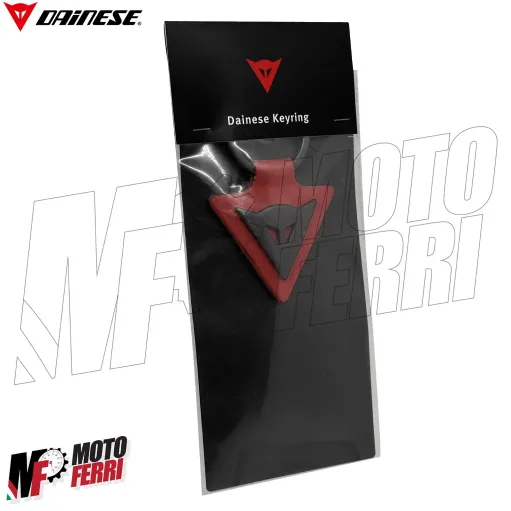 MF6135 - Portachiavi Dainese Keyring Originale in Pelle Rossa e Acciaio