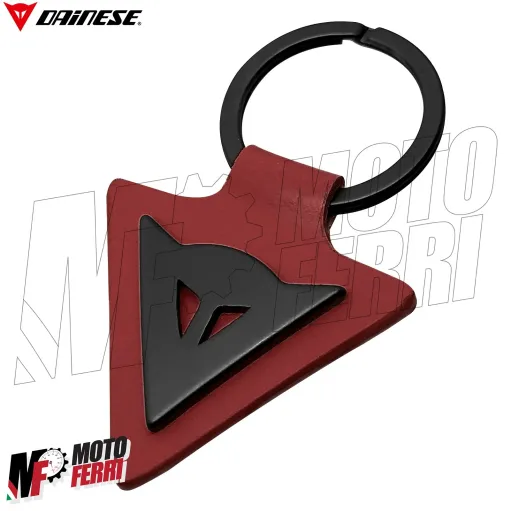 MF6135 - Portachiavi Dainese Keyring Originale in Pelle Rossa e Acciaio
