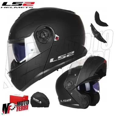 MF6159 Casco Modulare LS2 Strobe II FF908 Nero Opaco Omologazione 22.06