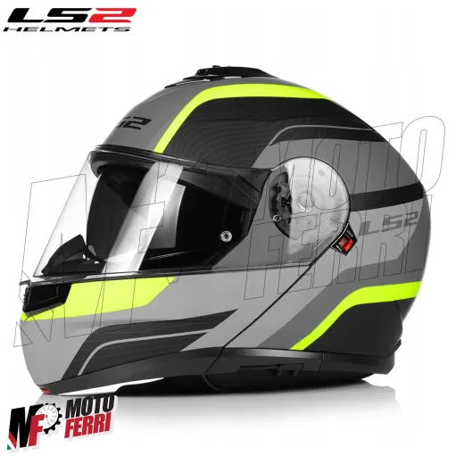 MF6160 - Casco Modulare LS2 Strobe II Monza Nero Grigio Verde Opaco FF908