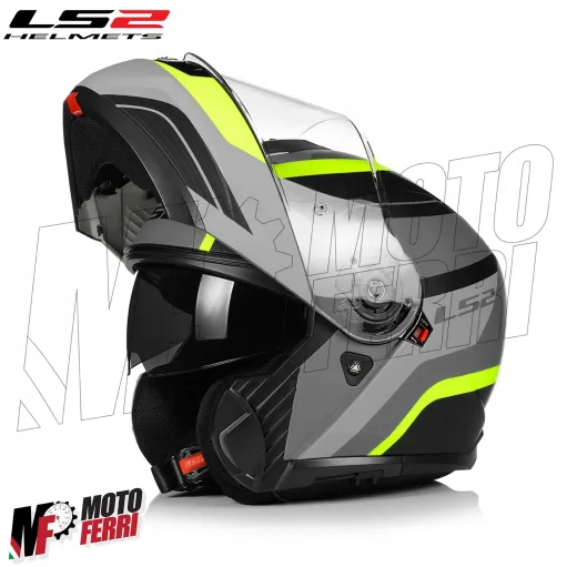 MF6160 - Casco Modulare LS2 Strobe II Monza Nero Grigio Verde Opaco FF908