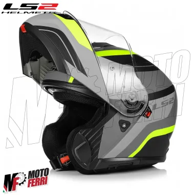 MF6160 - Casco Modulare LS2 Strobe II Monza Nero Grigio Verde Opaco FF908