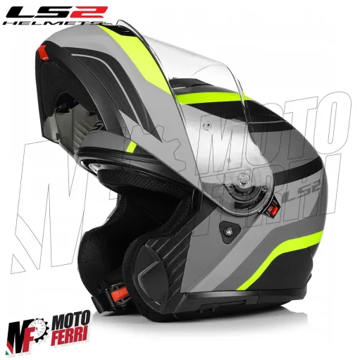 MF6160 - Casco Modulare LS2 Strobe II Monza Nero Grigio Verde Opaco FF908