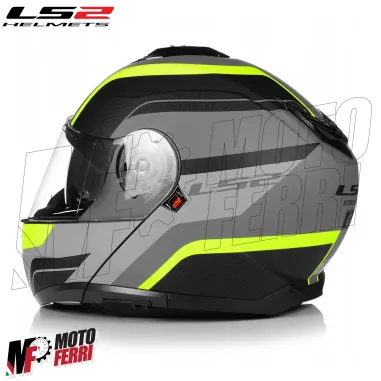 MF6160 - Casco Modulare LS2 Strobe II Monza Nero Grigio Verde Opaco FF908