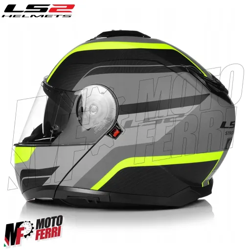 MF6160 - Casco Modulare LS2 Strobe II Monza Nero Grigio Verde Opaco FF908