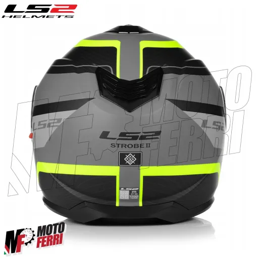 MF6160 - Casco Modulare LS2 Strobe II Monza Nero Grigio Verde Opaco FF908