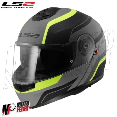 MF6160 - Casco Modulare LS2 Strobe II Monza Nero Grigio Verde Opaco FF908