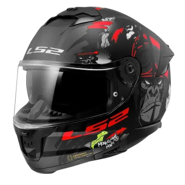 MF6166 Casco Integrale LS2 Stream II Angry Monkey Nero Rosso Opaco FF808