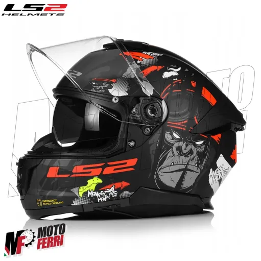MF6166 Casco Integrale LS2 Stream II Angry Monkey Nero Rosso Opaco FF808